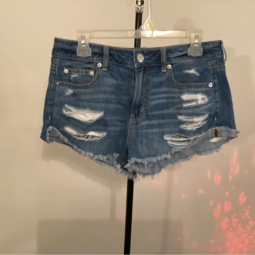 Ae Next Level Curvy Ripped Denim Shorts